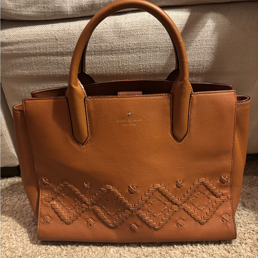 Kate Spade Brown Leather Chevron Tote